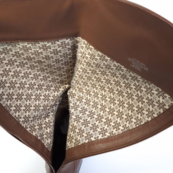 TORY BURCH Boots 8 Brown Adeline Logo Knee High Riding Boots Size 8 - Picture 6 of 8